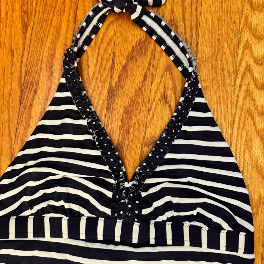 Boden Halter Swim Suit Top Blue & White Striped Women’s Size 19 - Picture 2 of 7